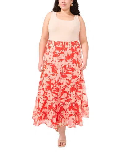 Vince Camuto Plus Size Tiered Smocked-waist Maxi Skirt In Cayenne