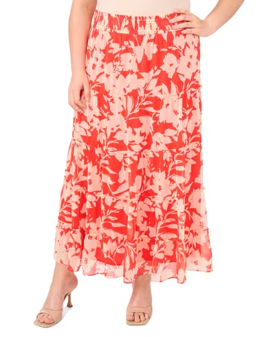Vince Camuto Plus Size Tiered Smocked-waist Maxi Skirt In Cayenne