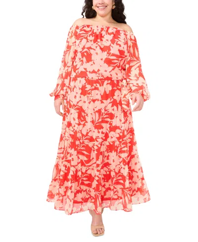 Vince Camuto Plus Size Tiered Smocked-waist Maxi Skirt In Cayenne