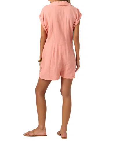 O'neill Juniors' Kamilla Rolled-cuff Button-front Romper In Canyon Clay