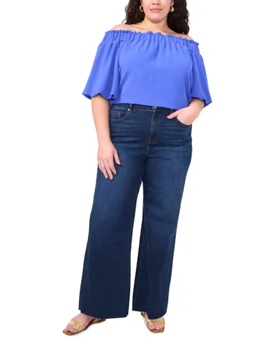 Vince Camuto Plus Size Off-the-shoulder Puff-sleeve Top In Dazzling Blue