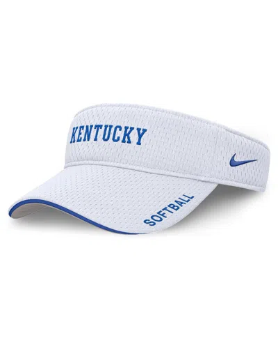 Nike Men's And Women's White Kentucky Wildcats 2025 Dugout Softball Ace Performance Adjustable Visor Hat In White