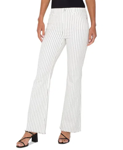Liverpool Los Angeles Women's Hannah Pinstriped Flare Jeans In White,black Pinstripe