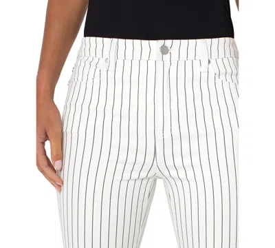 Liverpool Los Angeles Women's Hannah Pinstriped Flare Jeans In White,black Pinstripe