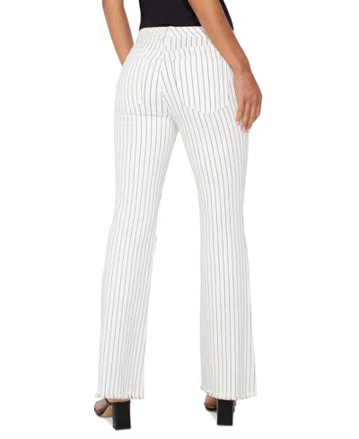 Liverpool Los Angeles Women's Hannah Pinstriped Flare Jeans In White,black Pinstripe