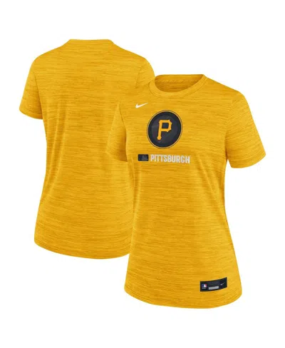 Nike Pittsburgh Pirates Authentic Collection City Connect Velocity  Women's Dri-fit Mlb T-shirt In Gold