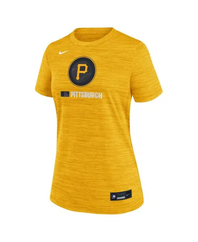 Nike Pittsburgh Pirates Authentic Collection City Connect Velocity  Women's Dri-fit Mlb T-shirt In Gold