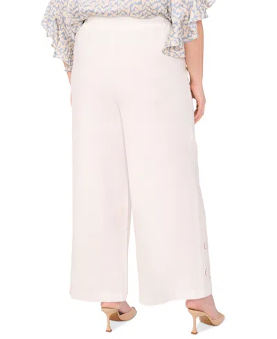 Vince Camuto Lattice Inset High Waist Wide Leg Pants In Ultra White