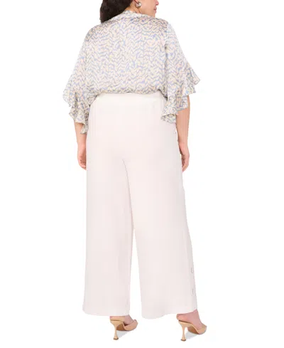 Vince Camuto Lattice Inset High Waist Wide Leg Pants In Ultra White