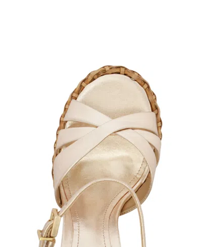 Schutz Keefa Straw Platform Heels In Golden