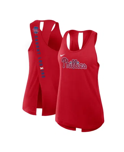 Nike Women's Red Philadelphia Phillies Crisscross Performance Tank Top In Red