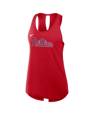 Nike Women's Red Philadelphia Phillies Crisscross Performance Tank Top In Red