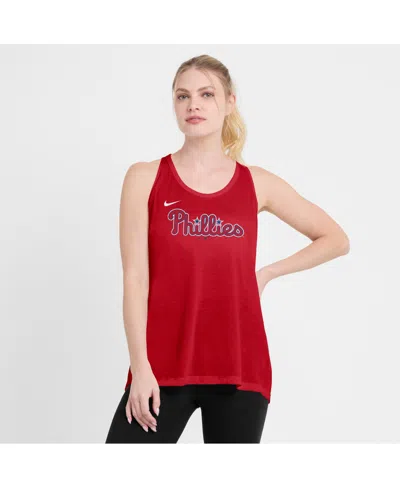 Nike Women's Red Philadelphia Phillies Crisscross Performance Tank Top In Red