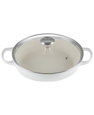 Le Creuset Enameled Cast Iron Signature Round 2.25-qt. Braiser With Glass Lid In White