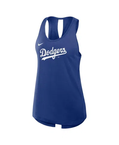 Nike Royal Los Angeles Dodgers Crisscross Performance Tank Top In Blue