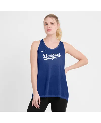 Nike Royal Los Angeles Dodgers Crisscross Performance Tank Top In Blue