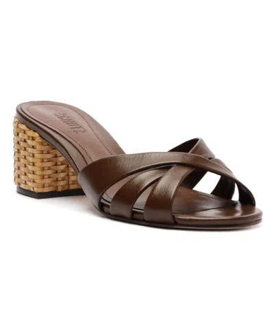 Schutz Keefa Straw Mule Heel In Brown, Women's At Urban Outfitters In Brown