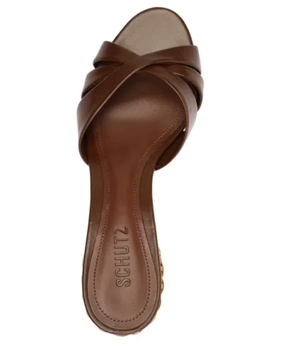 Schutz Keefa Straw Mule Heel In Brown, Women's At Urban Outfitters In Brown