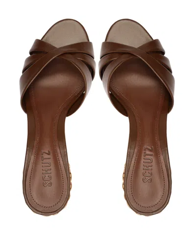 Schutz Keefa Straw Mule Heel In Brown, Women's At Urban Outfitters In Brown