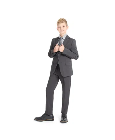 Kenneth Cole Reaction Big Boys Slim Fit 2 Piece Stretch Suit In Charcoal