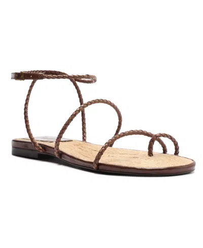 Schutz Kaya Braided Leather Flat Sandals In Brown