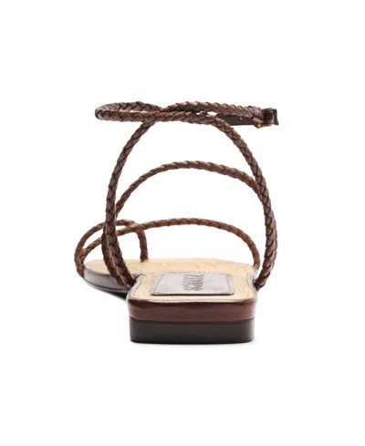 Schutz Kaya Braided Leather Flat Sandals In Brown