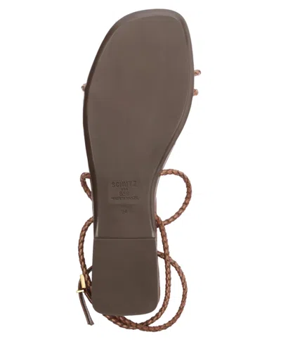 Schutz Kaya Braided Leather Flat Sandals In Brown