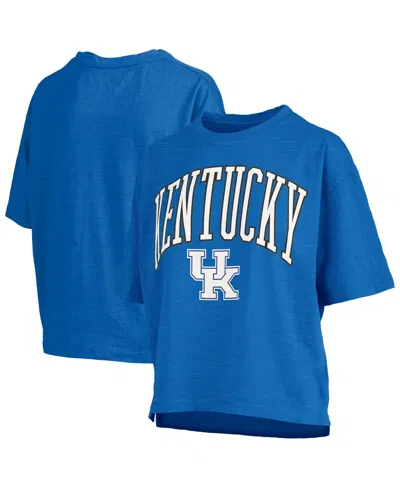 Pressbox Women's Royal Kentucky Wildcats Nelson Arch Over Logo Waist Length Oversized Slub T-shirt In Royal