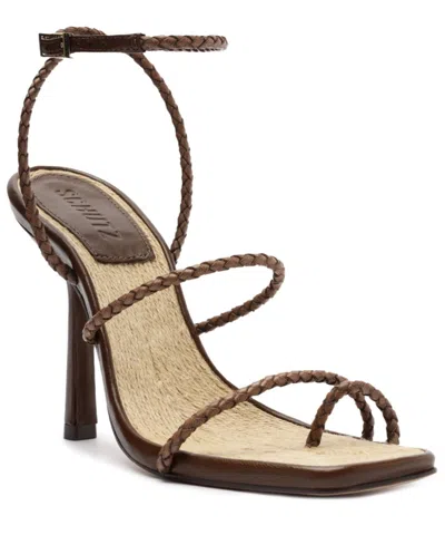 Schutz Kaya Straw Strappy Heel In Brown, Women's At Urban Outfitters In Brown