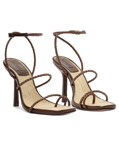Schutz Kaya Straw Strappy Heel In Brown, Women's At Urban Outfitters In Brown