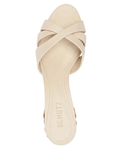 Schutz Keefa Straw Mule Heel In Beige, Women's At Urban Outfitters In Metallic