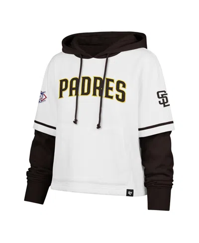 47 Brand '47 White San Diego Padres Trifecta Shortstop Cropped Pullover Hoodie In White