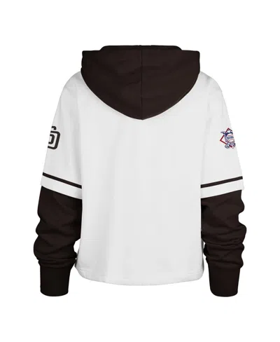 47 Brand '47 White San Diego Padres Trifecta Shortstop Cropped Pullover Hoodie In White