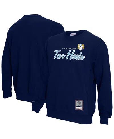 Mitchell & Ness Men's Navy North Carolina Tar Heels Elite Script Pullover Sweatshirt In Navy