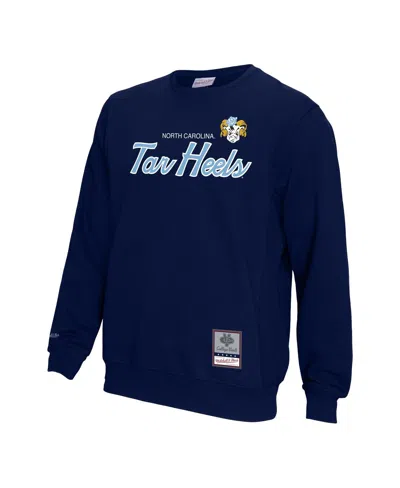 Mitchell & Ness Men's Navy North Carolina Tar Heels Elite Script Pullover Sweatshirt In Navy