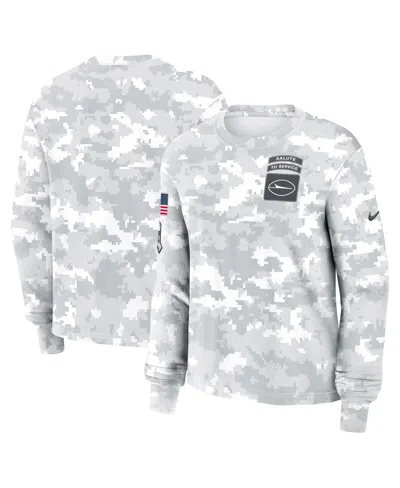 Nike Minnesota Vikings Salute To Service Edge Lockup  Women's Dri-fit Nfl Long-sleeve T-shirt In Arctic Camo