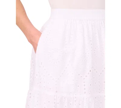Cece Women's Cotton Tiered Circle Midi Skirt In Ultra White
