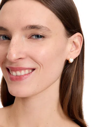 Kate Spade New York Keep Sparkling Heart Huggie Hoop Earrings In Imitation Pearl