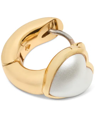 Kate Spade New York Keep Sparkling Heart Huggie Hoop Earrings In Imitation Pearl