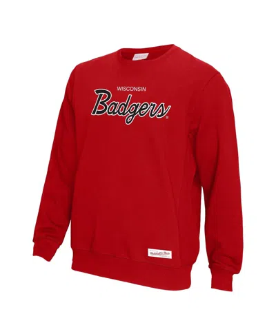Mitchell & Ness Men's Red Wisconsin Badgers Elite Script Pullover Sweatshirt In Red
