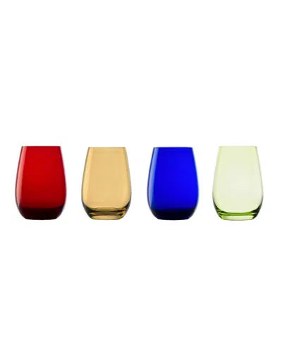Stolzle Lausitz Lements Color Tumbler Set, Set Of 4 In Blue,green,amber,red