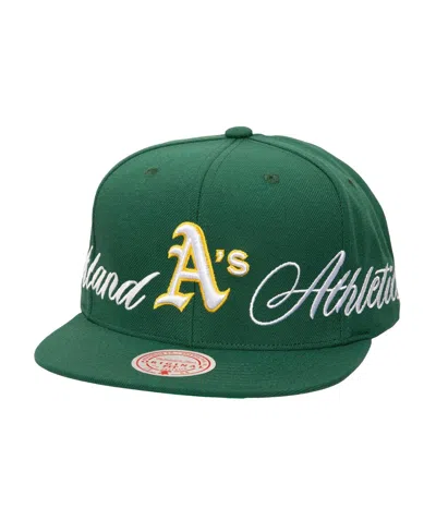 Mitchell & Ness Men's Green Oakland Athletics Just Don X Mlb Lux Script Snapback Hat In Green