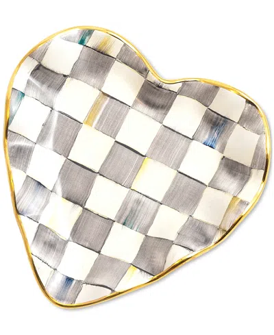 Mackenzie-childs Sterling Check Fluted Heart Plate In No Color