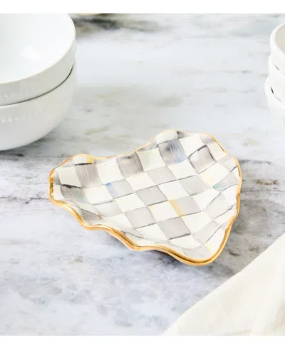 Mackenzie-childs Sterling Check Fluted Heart Plate In No Color