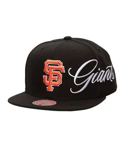 Mitchell & Ness Men's Black San Francisco Giants Just Don X Mlb Lux Script Snapback Hat In Black