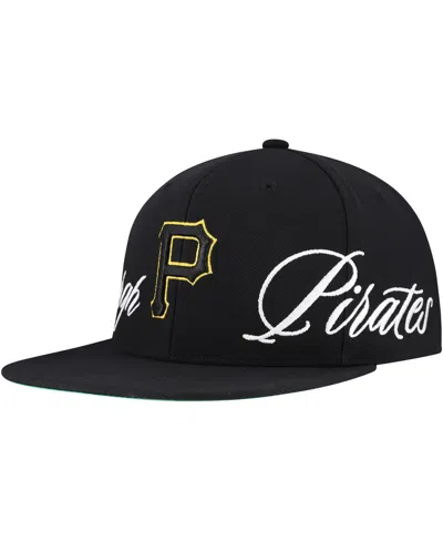 Mitchell & Ness Men's Black Pittsburgh Pirates Just Don X Mlb Lux Script Snapback Hat In Black