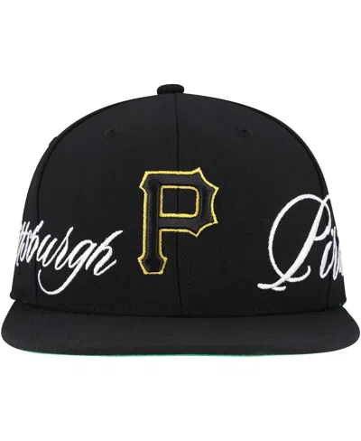 Mitchell & Ness Men's Black Pittsburgh Pirates Just Don X Mlb Lux Script Snapback Hat In Black