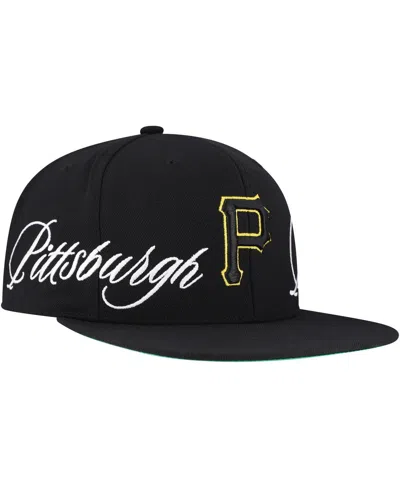 Mitchell & Ness Men's Black Pittsburgh Pirates Just Don X Mlb Lux Script Snapback Hat In Black