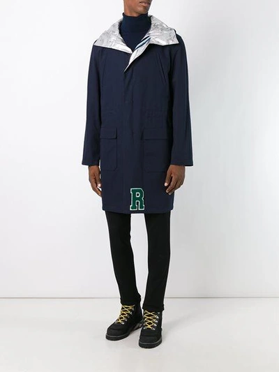 Shop Raf Simons Unlined Metallic Inner Parka In Blue