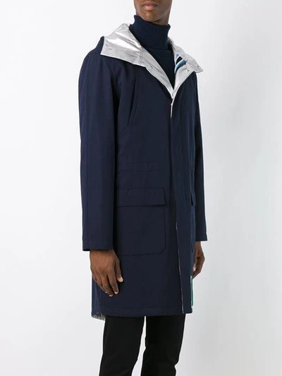 Raf Simons Unlined Metallic Inner Parka In Blue
